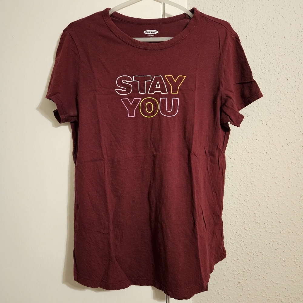 Burgundy Old Navy Stay You Women's Everywhere Tee Size Small Petite